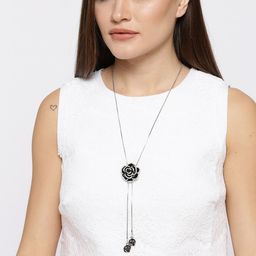 YouBella Black Silver-Plated Necklace-57
