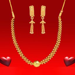 Heer Collection Gold Plated Matte Finish Jewellery Set-image-20