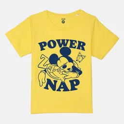 YK Disney Boys Mickey Mouse Graphic Printed Pure Cotton Applique T-shirt-image-12