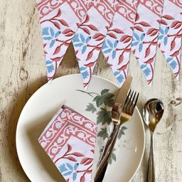 Texstylers 6Pcs Peach-Colored & White Floral Printed Pure Cotton Table Napkins-18