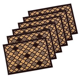 Kuber Industries 6-Pcs Brown & Beige Hexagon Rectangular Anti-Skid Doormats-10