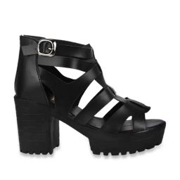 Shoetopia Women's Black Ankle Strap Sandals-image-54