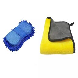 Winberg Blue/Yellow Car Cleaning Duster, Towel+Sponge (Pack of 2)-image-42