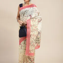 DIVASTRI Ethnic Motifs Zari Pure Linen Saree-picture-18