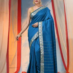 DESH BIDESHEthnic Motifs Zari Silk Blend Saree-image-98