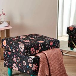 Chumbak Bohemian Floral Black Sheesham Wood Modern Trunk Storage Ottoman-picture-8