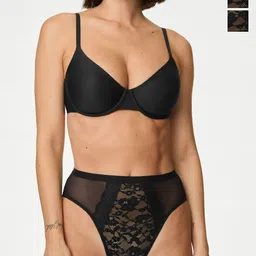 Marks & Spencer Pack Of 3 Lace High Waisted High Leg BriefsT614957LBLACK-image-62