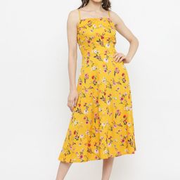 plusS Women Yellow Printed Fit and Flare Dress-image-21