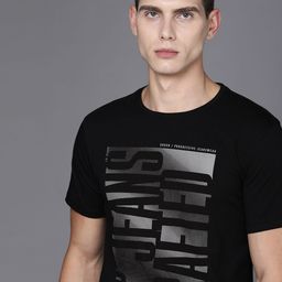 Louis Philippe Jeans Men Black Typography Printed T-shirt-image-45