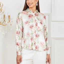 Styli Long Sleeves Garnet Floral Print Shirt with Patch Pocket-image-2