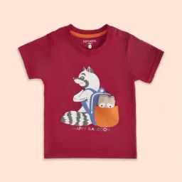 Pantaloons Baby Maroon Cotton Printed T-Shirt-image-79