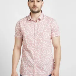 Spykar Dusty Pink Cotton Regular Slim Fit Printed Shirt-picture-35