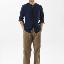 Snitch Slim Fit Horizontal Striped Band Collar Shirt-image-38