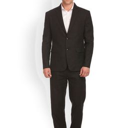 Wintage Brown Linen Single-Breasted Formal Suit-image-36