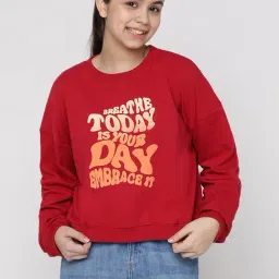 Lil Tomatoes Kids Red Graphic Print Full Sleeves Sweatshirt-image-62