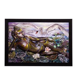 eCraftIndia Multicoloured Resting Lord Buddha Satin Matt Textured UV Framed Wall Painting-94