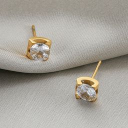 MYKI Stainless Steel Gold-Plated Artificial Stones Studded Studs-28