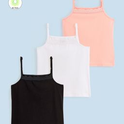 Honeyhap PremiumCotton Super Soft & Stretch Solid Set Of Slips With Bio Finish Pack of 3 - White Black & Scallop Shell-1