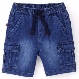 Babyhug Cotton Spandex Knee Length Stretchable Washed Shorts with Pocket - Dark Blue-picture-31