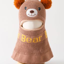 Babyhug Acrylic Monkey Cap Bear Print - Brown-image-41