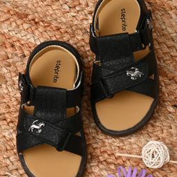 Steprite Toe Open    Velcro Closure  Unisex Sandal   - Black-image-32