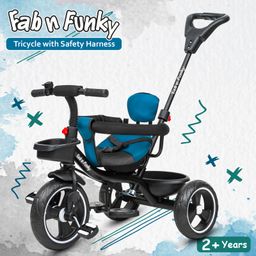 Plug & Play Tricycle With Parental Push Handle & Cushion Seat Guardrail - Blue-5