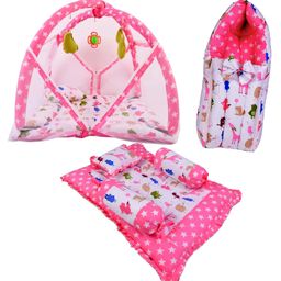 Babytoons New Born Baby Bedding Set Combo of Play Gym Bed with Net Gaddi Set & Carry Bag (Pink, 0-12 Months)-6