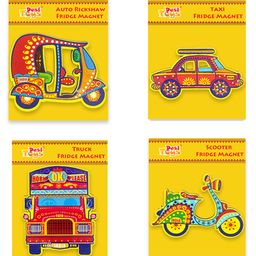 Desi Toys Indian Vehicle Fridge Magnets Set (4 Piece) Classic Taixi, Trucks, Scooter & Auto RickshawsVibrant Magnets for Kids & AdultsUnique Souvenir Gift & Home Decor Accessory-13