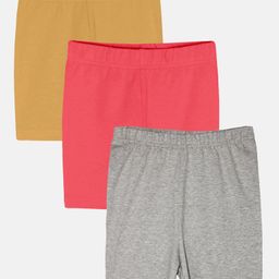 Kiddopanti Pack Of 3 Solid Cycling Shorts - Skin Coral & Grey-image-29