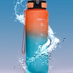 Voncasa Motivational Sipper Water Bottle with Time Marker, Orange Mint, 1 Liter-image-23