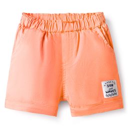Ollypop Sinker Woven Knee Length Solid Coloured Shorts With Text Patch - Orange-image-47