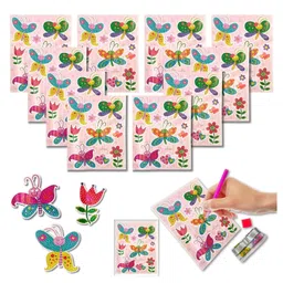 Birthday Popper Butterfly Theme DIY Diamond Painting Stickers Kit as Birthday Return Gifts -Set of 10 - Colorful Craft Stickers with Accessories for Kids -Creative Fun Art Activity for Holidays Travel-picture-0