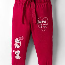 CUCUMBER Sinker Knit Full Length Kitty & Text Printed Lounge Pant - Red-picture-16