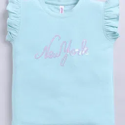 giniekids Knit Sleeveless New York Text Sequin Embellished Top - Aqua Blue-picture-10