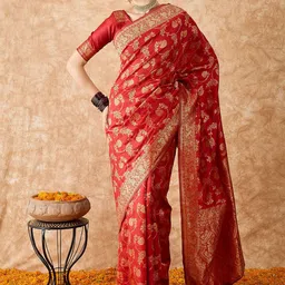 DEVATITHI Ethnic Motifs Zari Banarasi Saree-image-63