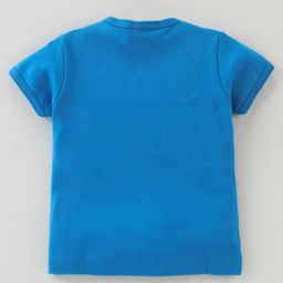 Tango Interlock Knit Half Sleeves Front Open Vests with Boat & Teddy  Print - Blue image 2