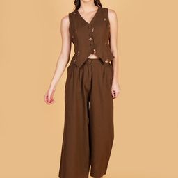COORDSHUB Pure Cotton Embroidered Waistcoat With Trouser Co-Ords-image-107