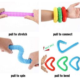 ADKD Pop Tubes Stress Relief Fidget Tubes for Kids and Adult Sensory Fidget Learning Toy Set of 12 Tubes-(Color May Vary) image 4