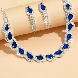 ASCEND Silver-Plated Crystals-Studded Jewellery Set-20