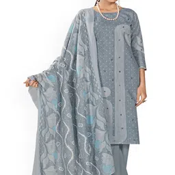 DRAVINAM Trends Embroidered Pure Cotton Unstitched Dress Material-54