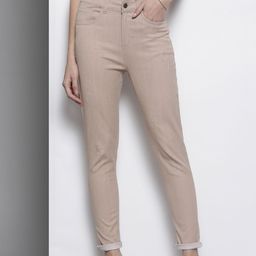 SASSAFRAS Women Beige Skinny Fit High-Rise Stretchable Jeans-image-47