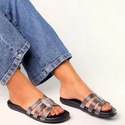 Monrow Ariana Textured Open Toe Flats-2