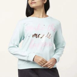 Dreamz by Pantaloons Aqua Blue Cotton Graphic Print Winter Top-image-13