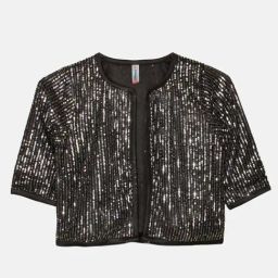 Kiddopanti Kids Black Embellished Full Sleeves Jacket-image-55