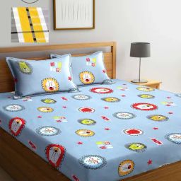 Klotthe Printed Yellow 210 TC Cotton Blend Double 2 Bed Sheets with 4 Pillow Covers-image-69
