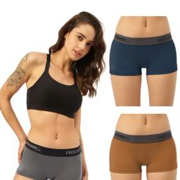 Freecultr Multicolored Plain Boy-Shorts Panties - Pack Of 3-image-43