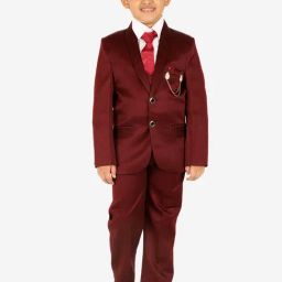 Pro-Ethic Style Developer Kids Maroon & White Solid Full Sleeves Shirt, Waistcoat, Pants with Tie-picture-32