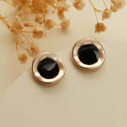 Priyaasi Rose Gold-Plated Round Black Stud Earrings for Women-20