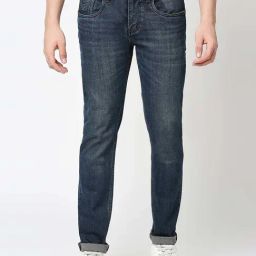 Dragon Hill Indigo Blue Slim Fit Lightly Washed Jeans-image-39