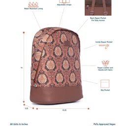 ZOUK Dome Daypack Brown Printed Mini Backpack image 2